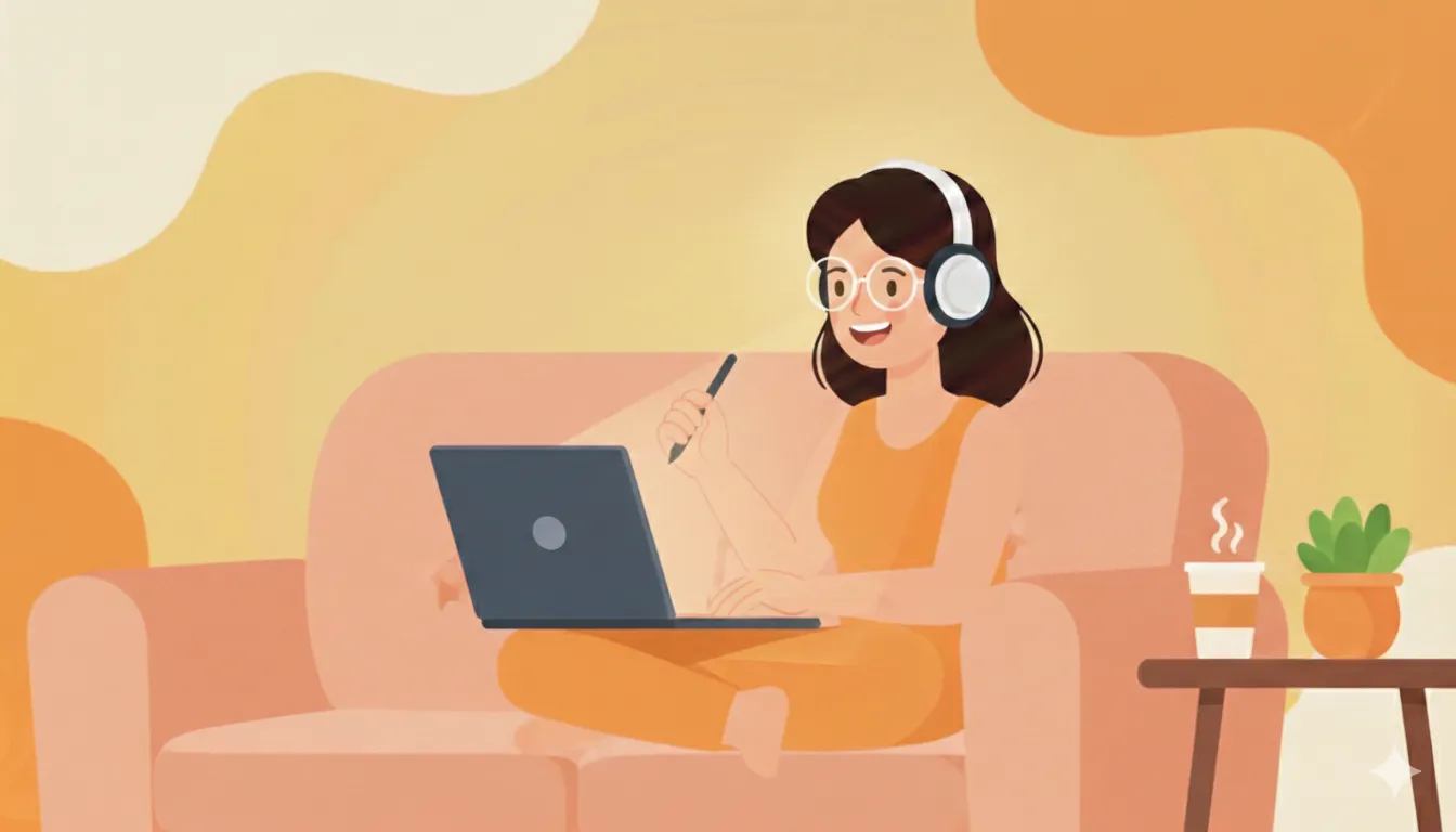 Anna studying comfortably with AmiGrade